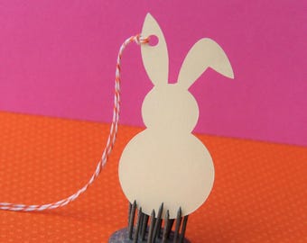 12 Floppy Ear Easter Bunny Tags in Cream