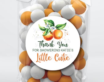 Thank You For Showering Our Little Cutie . Little Cutie Baby Shower Stickers . Personalized Favor Stickers or Tags . 3 Sizes