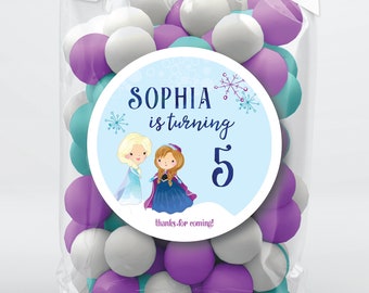 Frozen Birthday Stickers, Age Labels . Frozen Party Labels . Personalized Favor Stickers or Tags . 3 Sizes