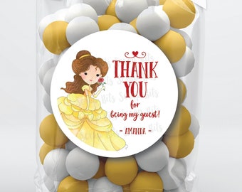 princess sticker baptism Personalized Labels Belle from Beauty and the Best birthday gift tags custom labels