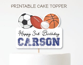 PRINTABLE Cake Topper . Sports Birthday Cake Topper . Personalized Cake Topper . Personalized Printable Digital Download