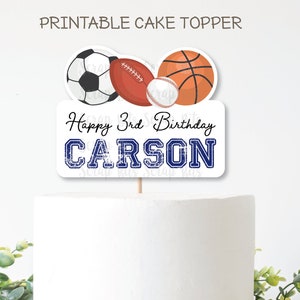 PRINTABLE Cake Topper . Sports Birthday Cake Topper . Personalized Cake Topper . Personalized Printable Digital Download