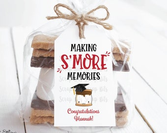 S'more Graduation Favor Tags & Bags, Making S'more Memories, Smore Graduation Tags, Graduation Favor Bags . Printed + Shipped, Qty 10