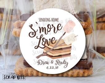 S'more Love Stickers . Personalized Smores Stickers . Watercolor Smores . Personalized Favor Stickers or Tags . 3 Sizes