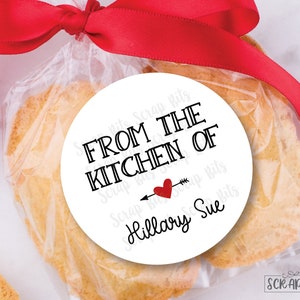 From The Kitchen Of Stickers, Heart & Arrow Baked Goods Labels, Personalized Baking Labels for Goodie Bags, Favors, Custom Printed Labels