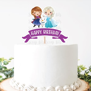Topper per torta congelata, Topper per torta stampabile, Topper per feste congelate, Topper per torta di compleanno congelata, Amici congelati. Download istantaneo digitale