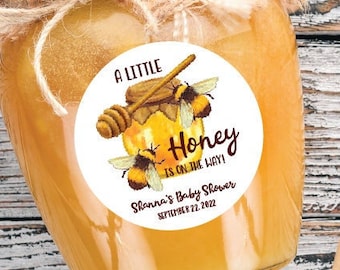 A Little Honey is On The Way Stickers, Honey Baby Shower Favor Stickers & Bags, Bumble Bee Baby Shower Favor Bags, Clear Candy Bags