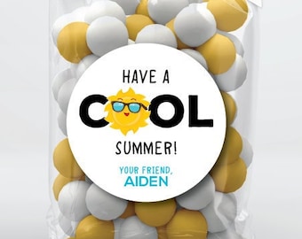 Have A Cool Summer Stickers, Sun . Personalized Favor Stickers or Tags . 3 Sizes