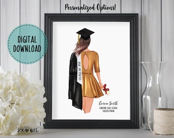 Digital Download Graduation Party Sign 2021 Gold Foil Balloons Personalized Graduation Print Class of 2021