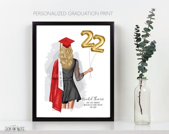 Personalized Graduation Print, Custom Graduation Gift For Her, College Graduation, High School Graduation Portrait Print, Keepsake Grad Gift