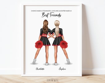 Cheerleader Friends Print, Cheer Team Print, Personalized Cheerleader Print, Custom Cheerleader Gift .  Digital Download to PRINT AT HOME