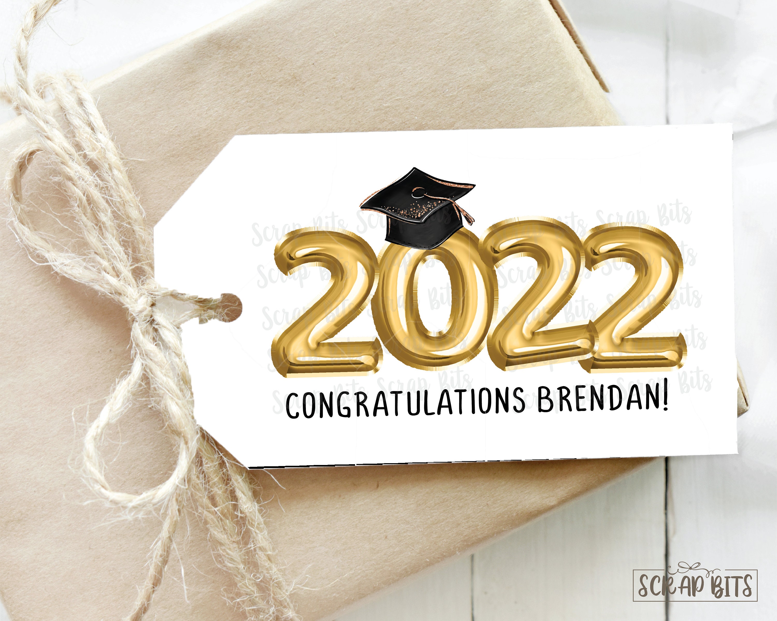 Graduation Favor Tags . Class of 2022 Tags, Gold Foil Balloons . Personalized Graduation Tags . 2 x 3.5 inches . Qty 10