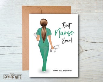 Personalized Nurse Card, Best Nurse Ever, Nurse Appreciation Card, Nurse Thank You Card