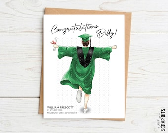 Personalized Graduation Card, Male Arms Wide, Congratulations Portrait Card