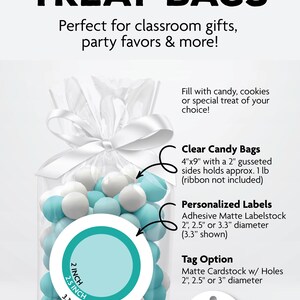 a bag of candy with the words treat bags on it