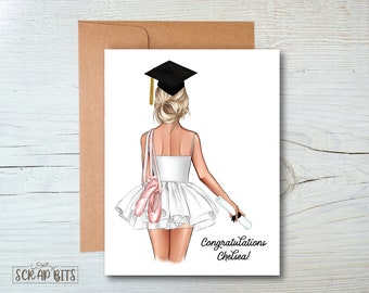 Personalized Ballerina Graduation Card, Ballet Graduation Card, Custom Dancer Portrait Card