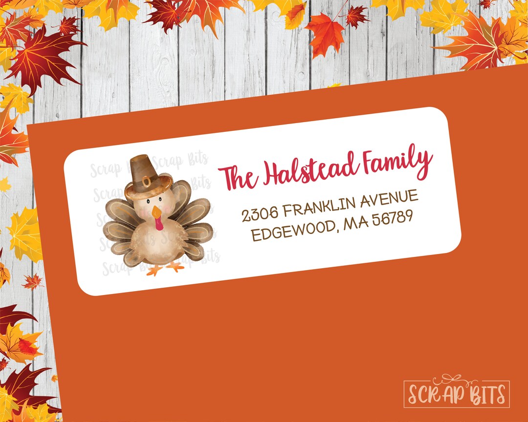 Pilgrim Turkey Address Labels . Thanksgiving Address Labels . Etsy