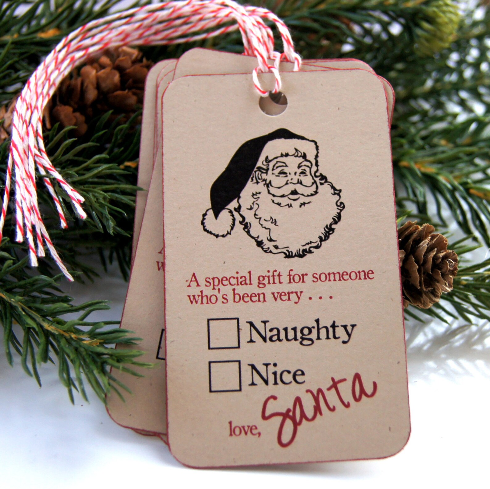 Naughty or Nice love Santa Christmas Tags or Package Labels | Etsy