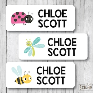 Personalized Name Labels, Cute Bugs Belonging Labels for School, Books, Folders, Notebook, This Belongs To . Waterproof or Matte