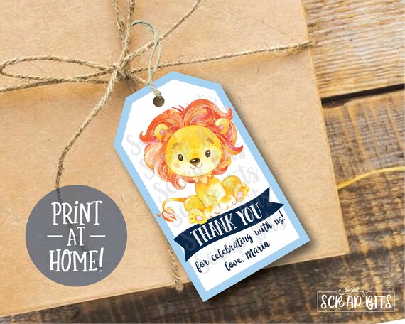 Watercolor Lion Tags Personalized Printable Lion Tags Lion | Etsy
