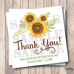 Personalized Printable Sunflower Tags Sunflower Bridal Shower - Etsy