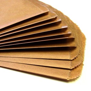 25 platte kraftzakjes, feestzakjes, kraftpapier bedankzakjes. 5 x 7,5 inch afbeelding 3