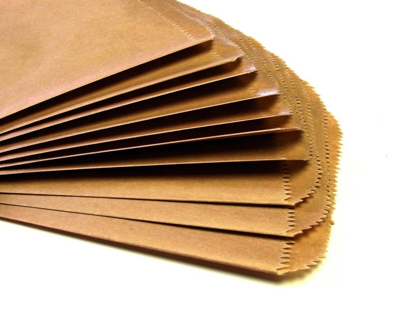 25 platte kraftzakjes, feestzakjes, kraftpapier bedankzakjes. 5 x 7,5 inch afbeelding 3