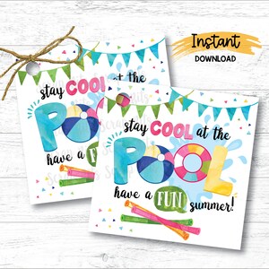 Letzter Schultag Tags, Bleib cool am Pool, hab einen Spaß Sommer, druckbare Geschenkanhänger für Kinder im Klassenzimmer, von Lehrer Tags, sofortiger Download