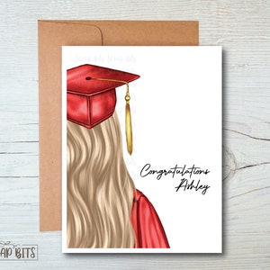 Graduation Portrait Card, Personalized Female Graduate Cropped, Graduation Note Cards, Single or Set of 10
