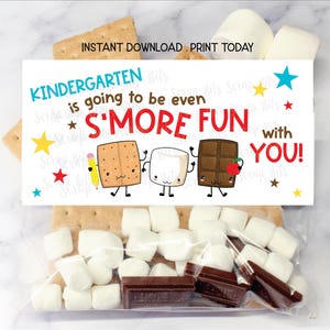 Topo para Sacola de S&#39;mores, O Jardim de Infância Vai Ser Divertido com S&#39;mores, Etiquetas para Sacola de Lembrancinhas do Kit S&#39;mores para Guloseimas de Volta às Aulas para Alunos, Download Instantâneo