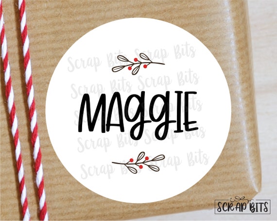 Personalized Christmas Name Stickers Christmas Doodles Gifts