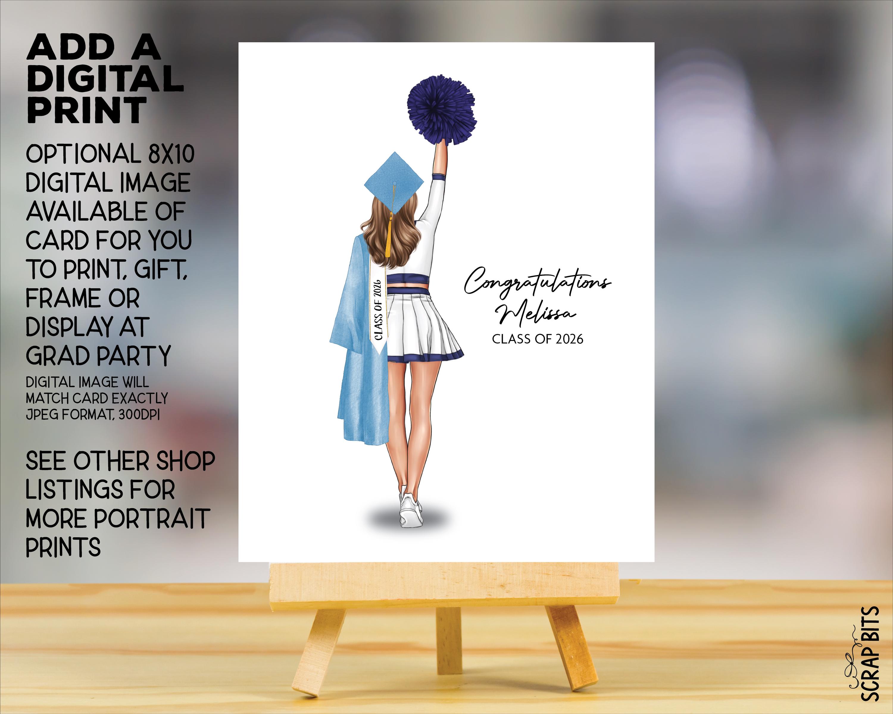 Cheeleader Graduation Card for Senior Night, Personalized Portrait Card ...
