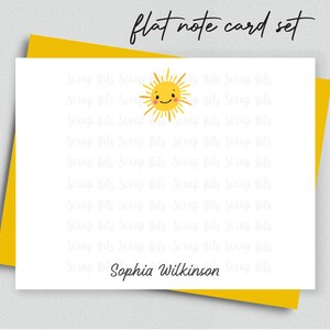 Sunshine Note Card Set, Personalized Flat Note Cards, Stationery Set