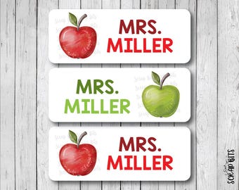 Apple Name Labels, Personalized Waterproof Kids Name Stickers for School, Daycare & Preschool, Custom Belonging Labels