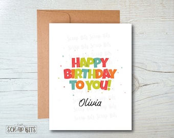 Happy Birthday Card, Personalized Birthday Card, Dancing Letters