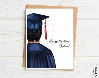 Male  Graduation Card for Senior Night, Personalized Portrait Card, Congratulations Gift, Cropped