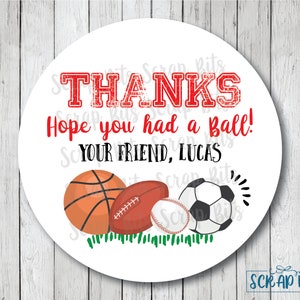 Sports Party Stickers Treat Bags, Hope You Had A Ball Sports Birthday ...