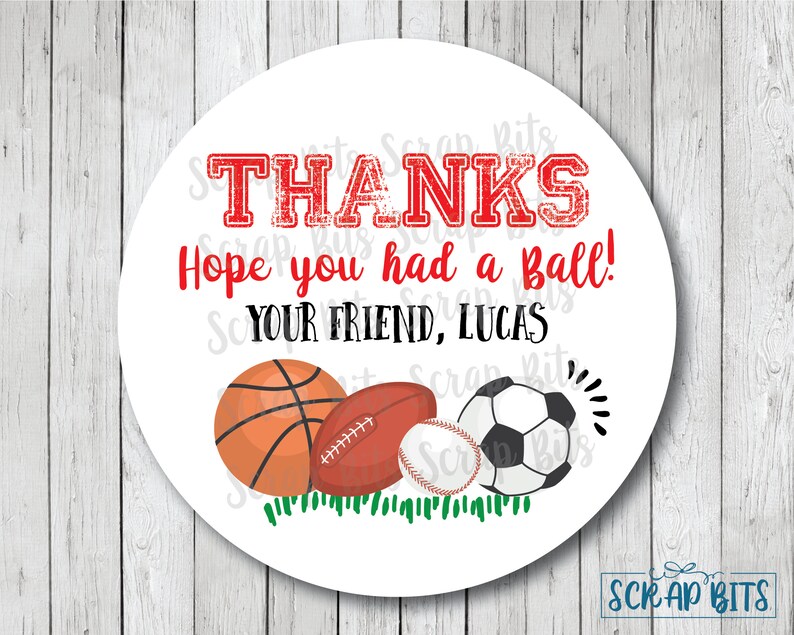 Sports Party Stickers Treat Bags, Hope You Had A Ball Sports Birthday Stickers, Personalized Sports Favor Stickers, Clear Candy Bags image 4