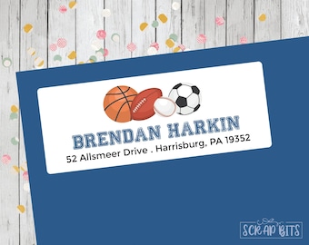 Sports Address Labels, Distressed . Personalized Return Address Labels