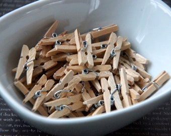 100 Natural Wood Mini Clothespins, Tiny Wood Clothespins, Crafting Clothespins . 1 inch