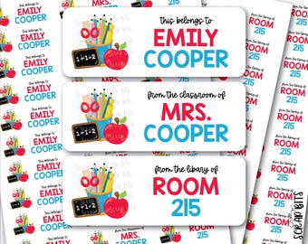 School Supplies Name Labels, Personalized Waterproof Kids Name Stickers for School, Daycare & Preschool, Custom Belonging Labels