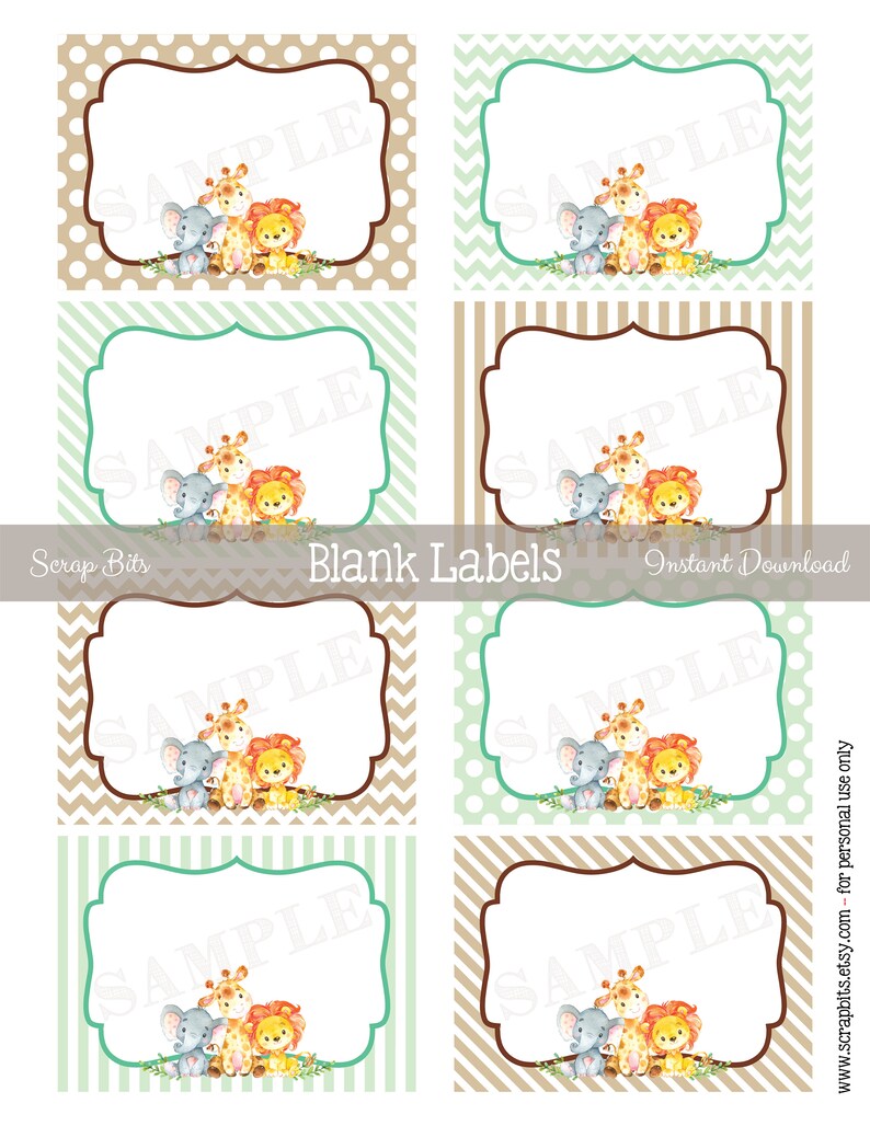 Printable Watercolor Jungle Labels Blank Jungle Favor Tags | Etsy