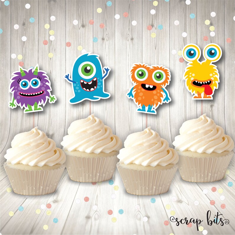 Monsters DIY Cupcake Topper Kit Little Monster Cupcake Etsy