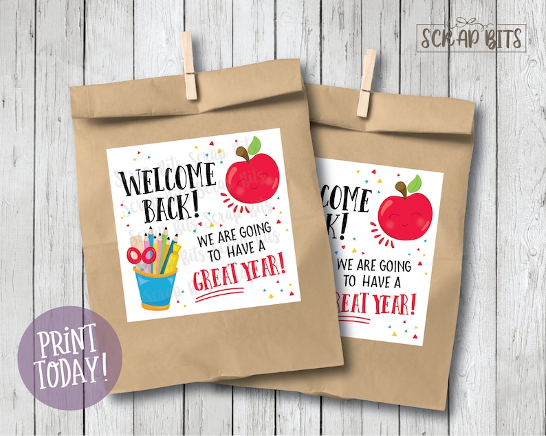 Welcome Back Tags . Printable Back to School Tags . Instant image 0