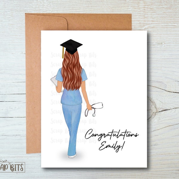 Nurse Graduation Card, Congratulations Nurse Card, Personalized Graduation Greeting Card for Nurse Graduates