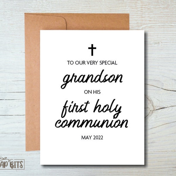 First Holy Communion Card . To Our Very Special Grandson . Grandson Communion Greeting Card