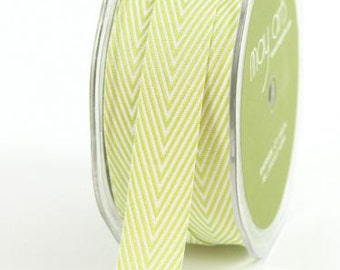 Celery Green Chevron Twill Ribbon . 5 yards (15 feet) . 3/4 inch