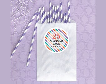 25 Medium Glassine Bags, Translucent Favor Bags, Flat Glassine Favor Bags or Treat Bags . 5.5 x 7.75 inches