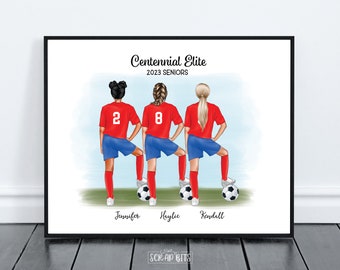 Girls Soccer Team Print, Personalized Soccer Print, Senior Soccer Gift, Coach Gift, Senior Night Gift . Digital Download to PRINT AT HOME