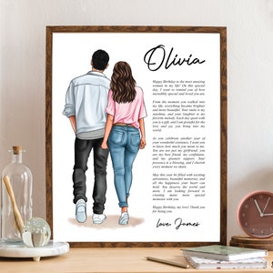 Ritratto di coppia, messaggio laterale regalo personalizzato per amici, fratello maggiore, sorelle, fidanzata, fidanzato, download stampabile digitale